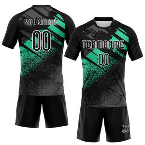 Uniforme de Voleibol Sublimado con Diseño Moderno en Azul y Negro, Forma Abstracta, Tejido Ligero que Absorbe la Humedad para Hombre - Product Image 1