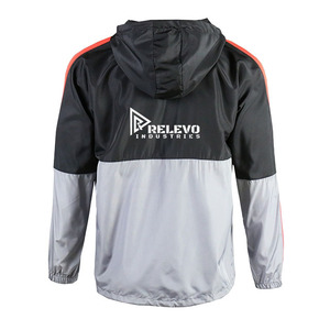 Custom Men's <b>Lightweight</b> Hooded Windproof <b>Jacket</b> Spring Sporty Color Blocking Full Sleeve Zipper Front Logo Adults Wholesale - Product Image 2