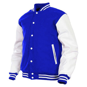 Veste universitaire pour homme en mélange de laine avec manches en cuir véritable, broderie personnalisée, veste de collège, vente en gros OEM - Product Image 5