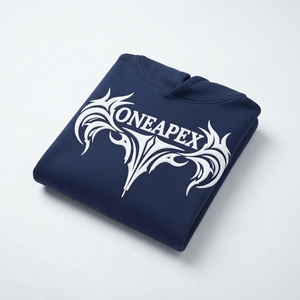 <b>Men's</b> <b>Navy</b> Blue Embroidered Hoodie Premium Cotton <b>Fleece</b> Pullover Streetwear Sweatshirt Custom Logo Wholesale Fashion - Product Image 6