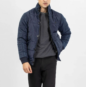 Veste matelassée légère OEM personnalisée coupe-vent imperméable vintage avec logo frontal, col montant, rembourrage en coton, unisexe, pour l'hiver - Product Image 4