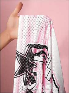 Maillot de football américain personnalisé surdimensionné coupe ample en maille pour hommes et femmes avec imprimé graphique vintage et motif logo - Product Image 2