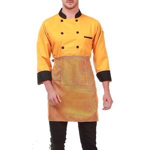 เสื้อเชฟแขนยาวแบบกระดุมสองแถว ยี่ห้อ WASI SPORTS รุ่น Professional คอตั้ง ยูนิเซ็กซ์ สีเหลือง ผ้าฝ้าย สำหรับร้านอาหารและบาร์ - Product Image 4