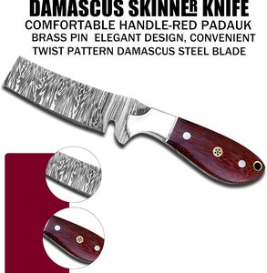 Couteau de chasse artisanal en acier Damas, modèle Bull Cutter, couteau à dépecer de type cowboy, à lame pleine, avec étui en cuir, support OEM - Vente chaude - Product Image 4