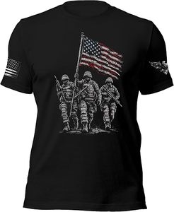 Men's Olive Green Short Sleeve O-Neck T-Shirt With American Flag <b>Skull</b> Print 100% Cotton Jersey Casual Regular Fit - Product Image 3