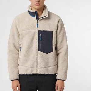 Veste à capuche en polaire sherpa unie pour homme, col montant, fermeture éclair, logo personnalisé brodé, vêtements d'extérieur d'hiver - Product Image 6