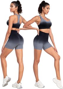Créez votre propre ensemble de yoga pour femmes, 4 pièces, sans manches, en spandex/nylon, vêtements de sport, taille élastique, logo sur le devant, respirant, séchage rapide - Product Image 2