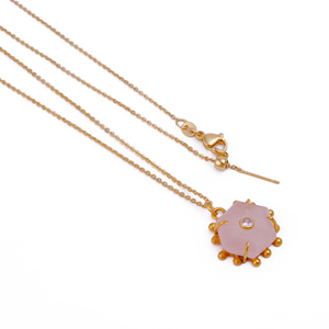 สร้อยคอจี้โรสควอตซ์ธรรมชาติชุบทองเหลือง – เครื่องประดับอัญมณีขายส่งสำหรับผู้หญิง, ผู้จัดจำหน่ายขายส่ง - Product Image 4