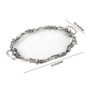 Bandeja de Servir Ovalada de Venta Rápida con Asa para el Hogar y la Oficina, Hecha de Aluminio, Bandeja de Servir de Plata Alemana a Bajo Precio - Product Image 3