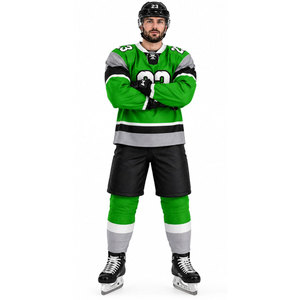 Conjunto de Jersey de Hockey sobre Hielo Verde, Manga Larga, Impresión Sublimada, Transpirable, Uniforme para Hombre, Talla Adulto, Corte Regular - Product Image 2