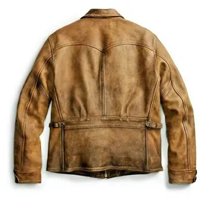 Premium Quality Genuine Leather <b>Bomber</b> <b>Jacket</b> for Men Winter Waterproof Canvas Front Logo <b>Vintage</b> Style Manufacturer Supplier - Product Image 2