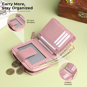 WRIZA Women's Short Genuine Leather Wallet | Lavender RFID Clutch <b>Purse</b> with 9 Card Slots ID Window Zipper Coin Pocket Daily Use - Product Image 6