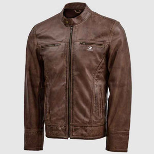 Mens Tan Brown Leather <b>Jacket</b> Latest Style Motorcycle Biker <b>Jacket</b> Handmade Slim Fit Vintage Leather Coat Distressed <b>Jacket</b> - Product Image 1