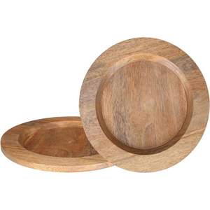 Assiette de service rustique en bois d'acacia sculpté, style bohème Wabi-sabi, avec bord festonné, pour événements à domicile - Product Image 3