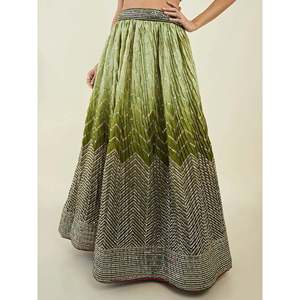 Fascinating Green <b>Sequins</b> Art Silk Mehendi Wear Lehenga Choli for Evening Dresses - Product Image 3
