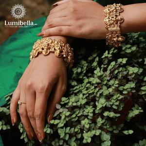 Mahalakshmi Kada <b>Bangles</b> 2x6-Trendy Jade <b>Copper</b> Bracelets with Zircon & Pearl - Product Image 1