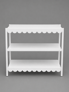 White Three Tier Storage Rack With Scallop Edge Minimalist Design <b>For</b> Living Room Use Lightweight Plastic <b>Shelf</b> <b>Unit</b> - Product Image 2