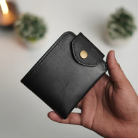 Dompet Lipat Pendek Kulit Chrome Tan Premium Vintage Kancing Tekan Buatan Tangan Desain Ramping Tahan Lama Garansi 5 Tahun Hitam Pria