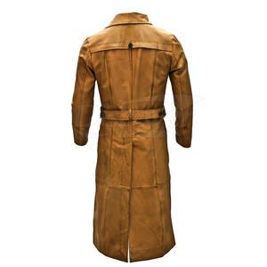 Service OEM Manteau long en cuir Vente chaude Manteaux longs en cuir Meilleur prix Manteau long en cuir avec logo personnalisé pour la vente en ligne - Product Image 3