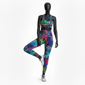 Women Yoga Set Best Quality Textured Solid Stitch Digital Print 2 Piece Breathable High Waist - Product Image 6