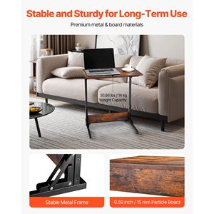 Tavolino Pieghevole a C con Struttura in Metallo Regolabile per Soggiorno e Camera da Letto - Product Image 4