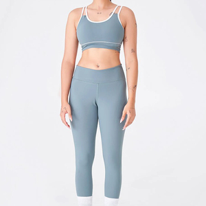 Ensemble de vêtements de sport sans couture pour femmes, leggings taille haute avec soutien-gorge de sport assorti, ensemble de fitness et de yoga extensible, fabricant OEM - Product Image 5