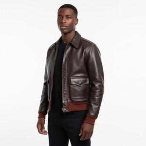 Veste en cuir sur mesure, veste en cuir pour homme, veste bomber, veste aviateur, veste en cuir d'agneau véritable pour homme - Product Image 1
