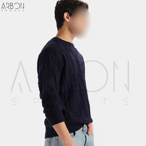 Pull-over d'hiver confortable à col rond 2026 – Qualité classique, nouvelle tendance, coupe ajustée pour homme, bleu marine – Vente en gros - Product Image 3