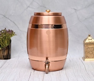 Copper Eco-friendly <b>Drink</b> <b>Dispenser</b> Faucet | Traditional Handmade Water Container | 5L Capacity for Restaurants Hotels Catering - Product Image 1