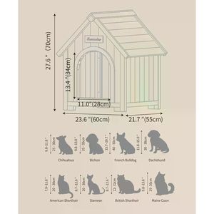 Cuccia per Animali Domestici in Cedro Massiccio FSC, Stile Cabina Giallo Crema, Rifugio Interno per Cani e Gatti di Piccola Taglia, Arredamento per Animali - Product Image 4