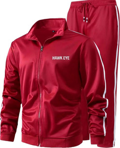Hawk Eye Sports <b>Men's</b> Slim Fabric Fleece 300g Winter <b>Pullover</b> Hoodie Full-Length Button-Up Tracksuit Set Breathable - Product Image 3