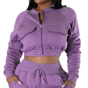 Conjunto Deportivo Corto de Color Sólido para Mujer, Perfecto para Gimnasio y Yoga, Elegante Conjunto de 2 Piezas con Top Corto y Pantalones Deportivos para un Look Deportivo - Product Image 3