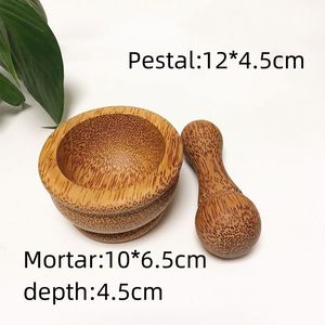 Handmade Brown Natural Mango Wood Mortar and Pestle <b>Grinder</b> Round Kitchen Tool for <b>Herbs</b> and Spices - Product Image 2
