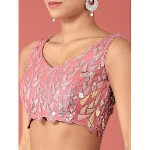 Outstanding Rose Paillettes Net Réception Porter Lehenga Choli - Product Image 4