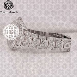 Montre de luxe Charm Jewells en acier inoxydable, boîtier rond de 38 mm, quartz analogique, lunette sertie de diamants, mode féminine - Product Image 2
