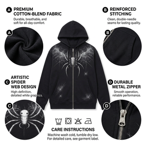 Sweat à capuche zippé pour homme OME, motif araignée, manches longues, coupe décontractée, collection de vêtements en gros B2B pour acheteurs de mode américains - Product Image 4