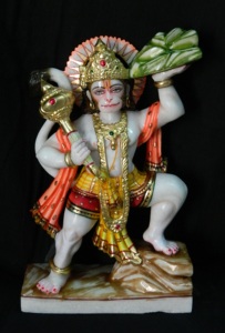 Marbre blanc Das Hanuman Sur L'épaule Bal Ram Laxman Sculpture - Product Image 6