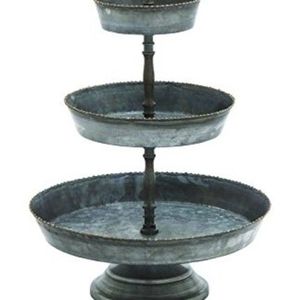 Soporte para pasteles de 3 niveles de metal galvanizado y madera, estilo vintage, redondo, para exhibir cupcakes y postres, decoración única para el hogar y la cocina, herramienta para pasteles - Product Image 4