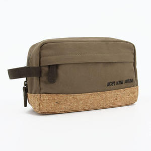 Hot Selling Unisex Premium <b>Cork</b> Canvas Travel Organizer Waterproof PVC PU Toiletries Bag Zipper Sustainable Cosmetic Bag Women - Product Image 1