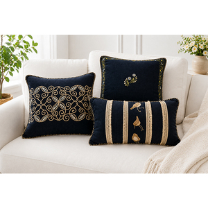 Premium 100% Cotton Embroidered Decorative <b>Cushion</b> <b>Cover</b> | Modern Throw Pillow <b>Cover</b> for Home & Hotel - Product Image 4