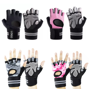 Gokopm <b>Half</b> Finger Gym Gloves Nylon Mesh Breathable Adjustable Wrist Strap Fasten Non <b>Slip</b> Weight Lifting Fitness Unisex - Product Image 6