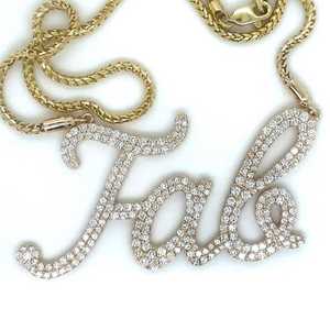 Collar Personalizado con Nombre en Piedras de Imitación y Cadena de Oro, Joyería de Lujo Estilo Hip Hop con Moissanita, Aspecto de Diamante VVS, Collar Brillante - Product Image 1