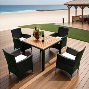 NUEVO Juego de Comedor de Mimbre Sintético para Jardín, Moderno y de Primera Calidad, Marca IPRO, 7 Piezas, No Plegable, Resistente a los Rayos UV, Apto para Todo Clima, Lavable - Product Image 3