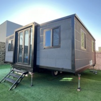 Maison conteneur extensible à double aile de 20 pieds, villa préfabriquée mobile, structure en acier extensible, ferme, hôtel, école, extérieur