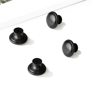 Durable Eco-Friendly Matte <b>Black</b> Zinc Alloy Contemporary Furniture <b>Knobs</b> Cabinet Dresser Drawer Handles Elegant Single Hole Easy - Product Image 2