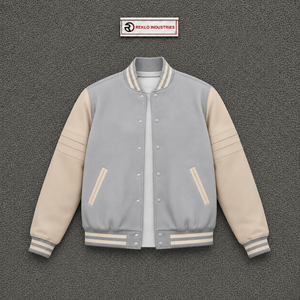CLASSIC GREY VARSITY BOMBER JACKET MODERN COLLEGE FASHION Casual Cotton Polyester Bomber <b>Coat</b> Autumn Solid Color Turn-down Colla - Product Image 5