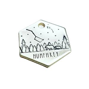 Étiquette de collier à suspendre avec logo en métal personnalisée et de qualité durable Étiquette de collier à suspendre en métal de marque gravée et écologique avec anneaux - Product Image 1