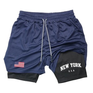 Custom <b>Men</b>’s Double Layer Sports <b>Shorts</b> Quick Dry Breathable Loose Fit Running Gym Workout <b>Shorts</b> - Product Image 2