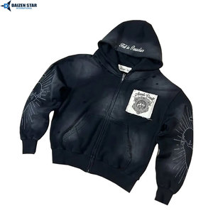 เสื้อฮู้ดซิปทรงปกติ สตรีทแวร์ ผ้าฝ้ายฟลีซ 100% สกรีนโลโก้ได้ ยูนิเซ็กส์ เสื้อกันหนาว ขายส่ง - Product Image 4