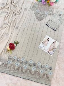 Ensemble Anarkali brodé rose poudré pour femme avec dupatta, tenue traditionnelle indienne et pakistanaise pour mariage, coupe ample, longueur cheville - Product Image 3